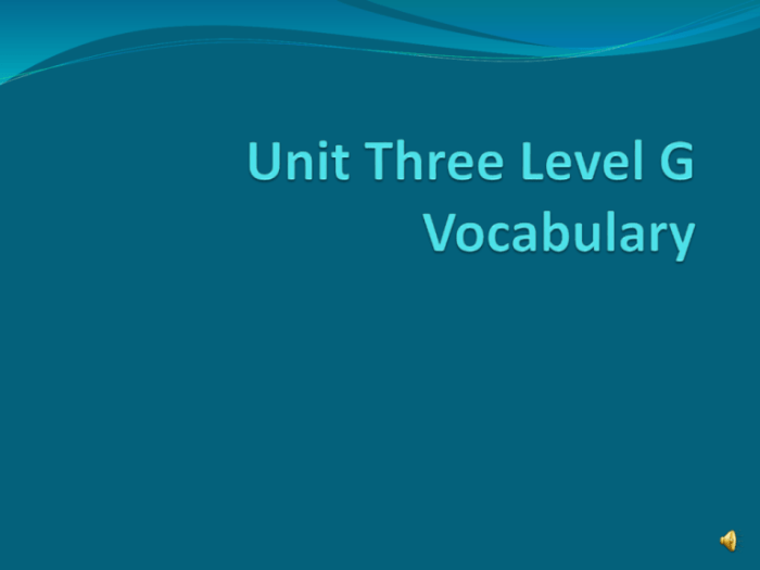 Vocabulary unit 3 level g