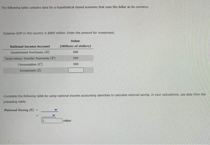 Consider the table which contains hypothetical data