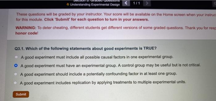 Simutext understanding experimental design graded questions